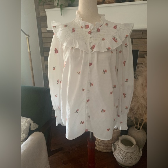 NWT Sezane Donna Blouse embroidered floral Sz 6 (FR 38) SOLD OUT - Picture 4 of 12